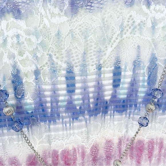 NWT Alfred Dunner "Isn't It Romantic" Ikat Biadere Crew Neck Top w/ Necklace -3X - Picture 7 of 12